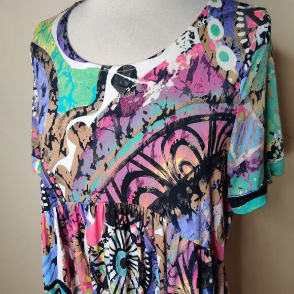 Paisley Grace Top Abstract Floral Stretch Jersey Knit Babydoll - Picture 5 of 10